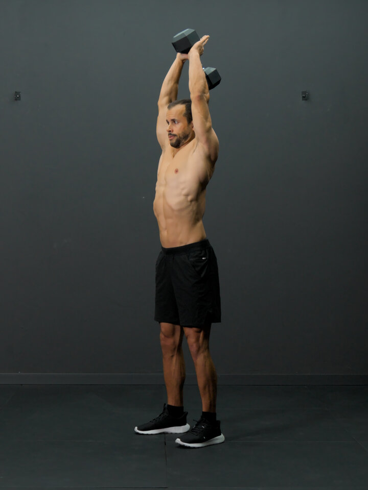 Triceps on the head with dumbbell